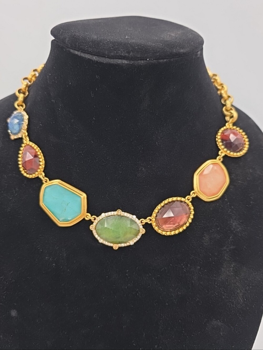 NWT Kate Spade Gold PERFECTLY IMPERFECT Multi Color Stone Statement Necklace